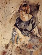 Jules Pascin Lucy and Aiermina are seated on the soft mat France oil painting artist